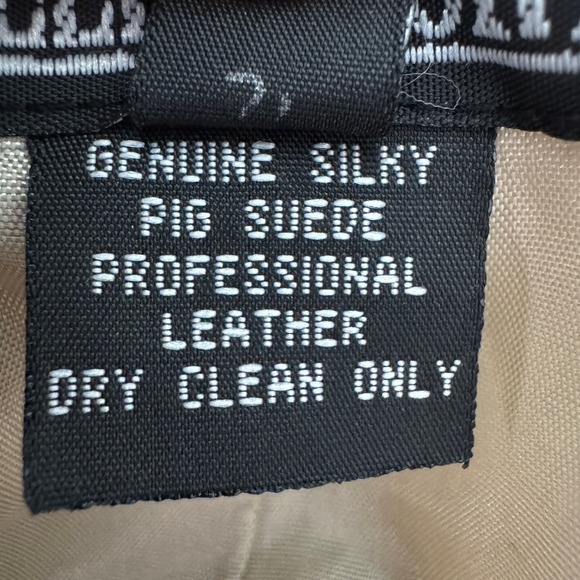 Vintage Belle Sport Perforated Pig Suede Jacket Size Large Beige Open Front - Picture 7 of 7